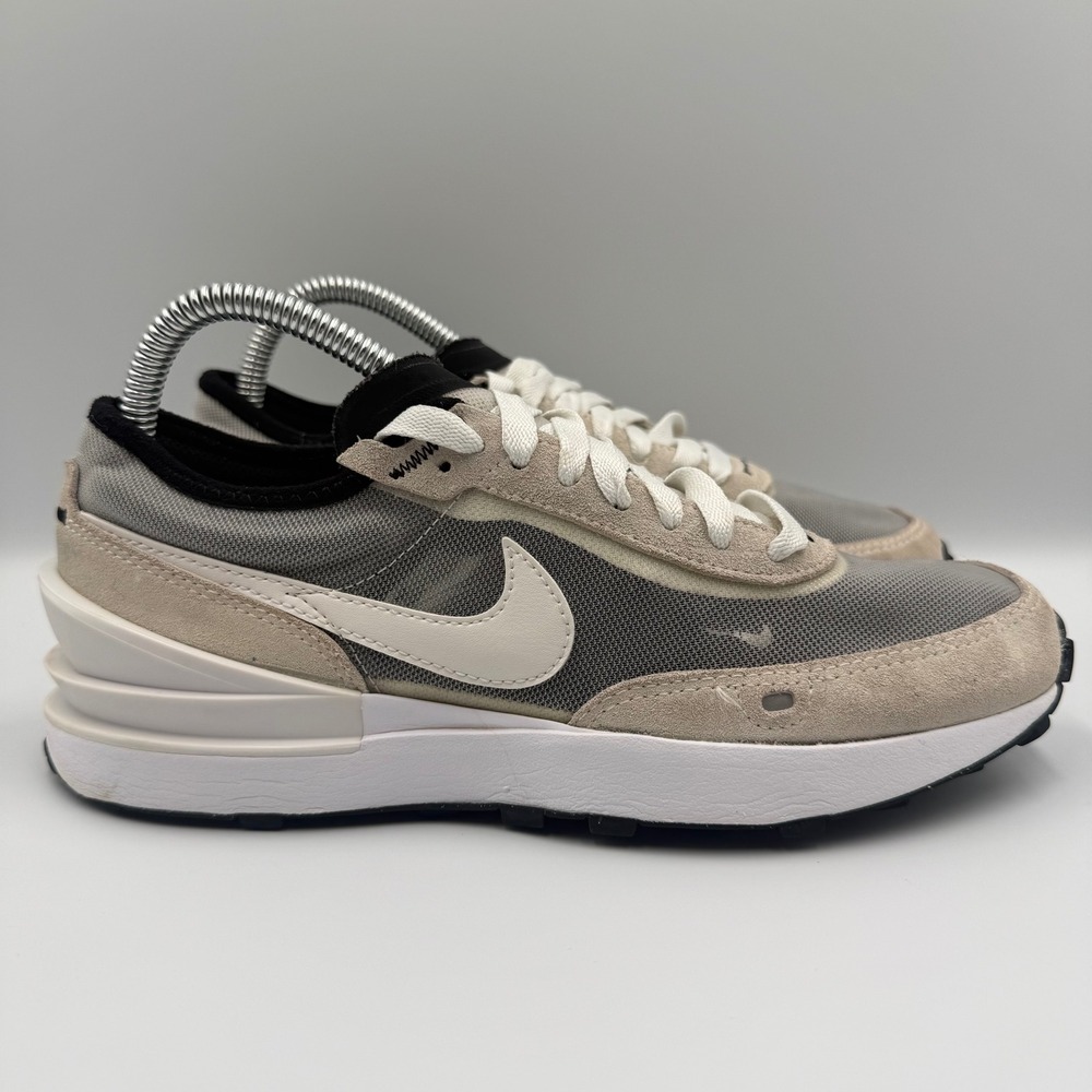 Nike Waffle One Youth Size 5Y Sneakers Mesh Suede Summit White Black Grey